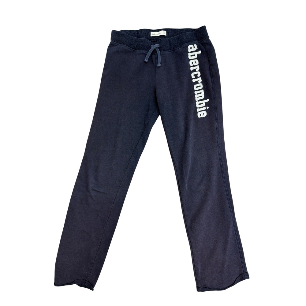 Abercrombie Kids Navy Blue Sequin Logo Fleece Sweatpants‎ Girls Size 13/14 Large